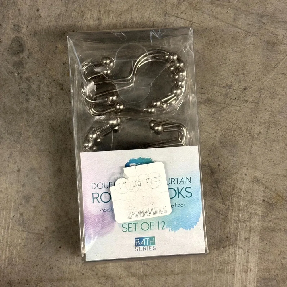 NE Home Collections Double Shower Curtain Roller Hooks Satin Nickel Set of 12 Ne